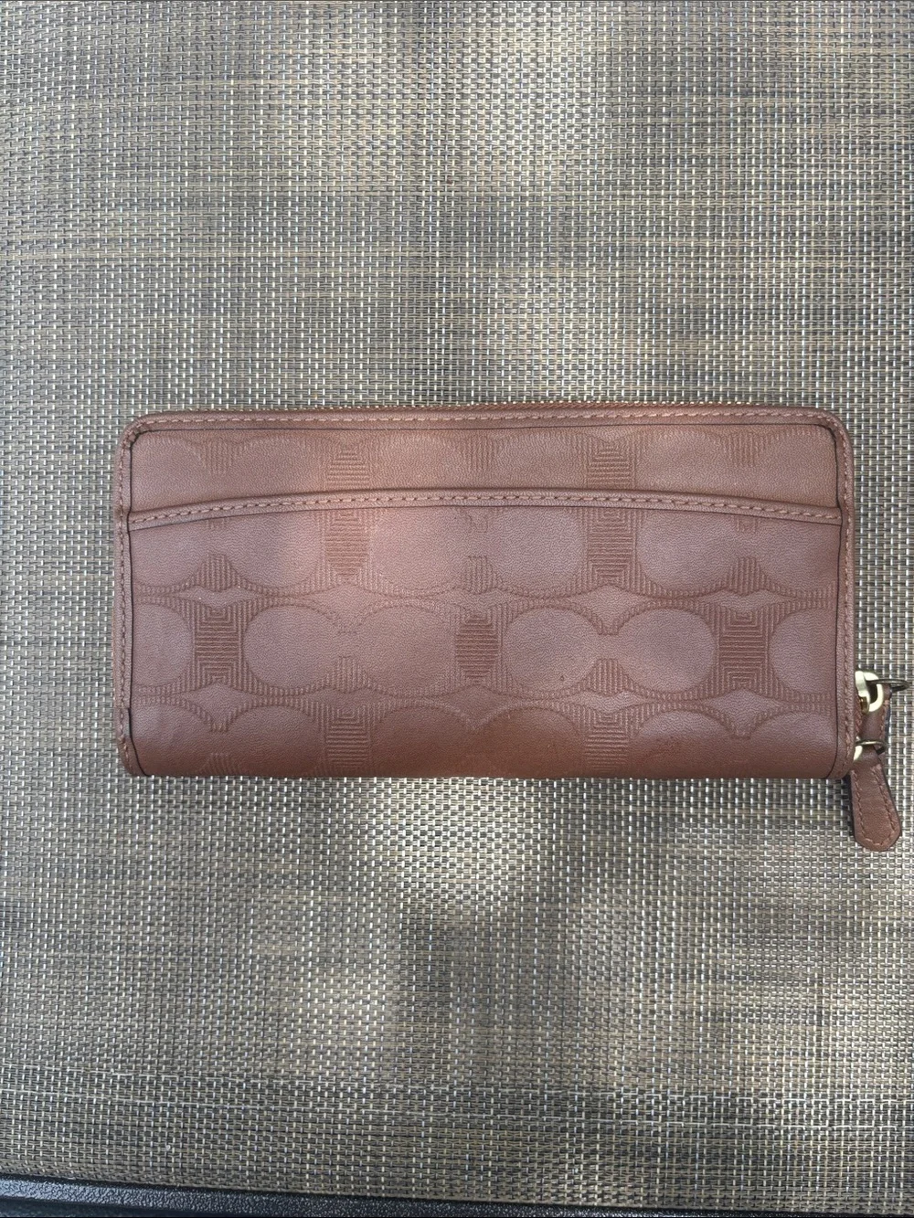 Coach Embossed Leather Accordian Zip Wallet